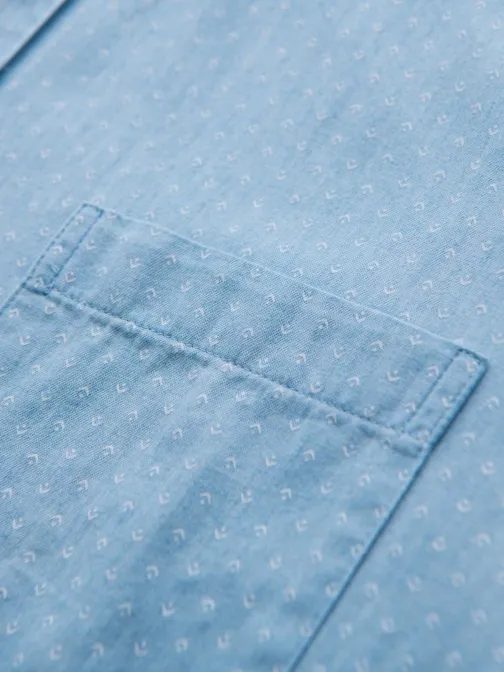 Svetlo modra moška srajca s subtilnim vzorcem V1 SHDS-0179