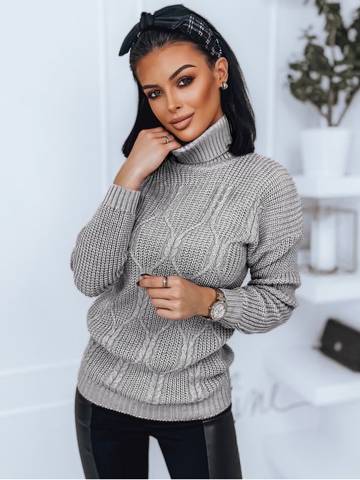 Neobičajen ženski pulover Trixa v svetlo sivi izvedbi