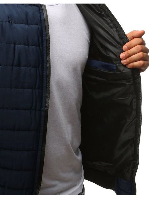 Prešita moška jakna bomber v temno modri barvi