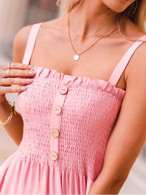 Ženska trendovska maxi obleka v rožnati barvi DLR052