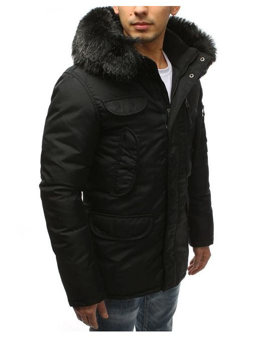 Črna zimska jakna v stilski zasnovi