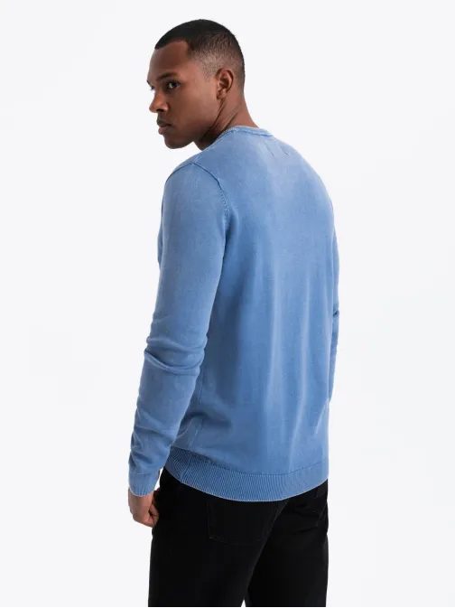 Moški pulover z V-izrezom v modri barvi V4 SWOS-0108