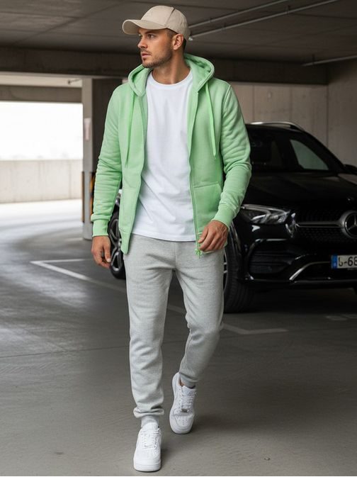 Preprosta jopa v barvi mete s kapuco