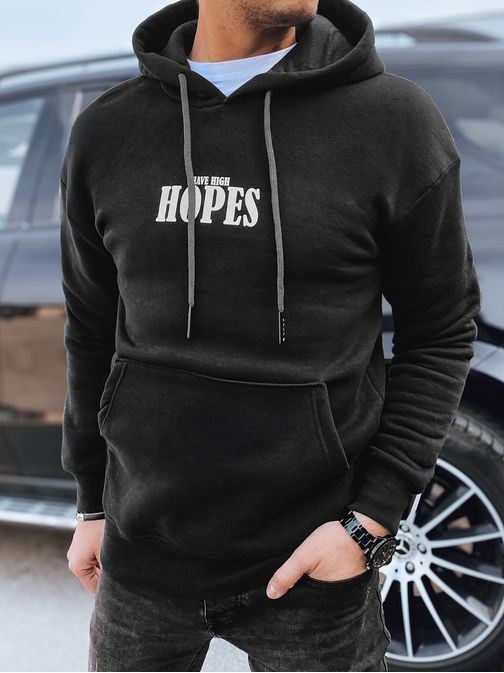 Brezčasen črn pulover z napisom