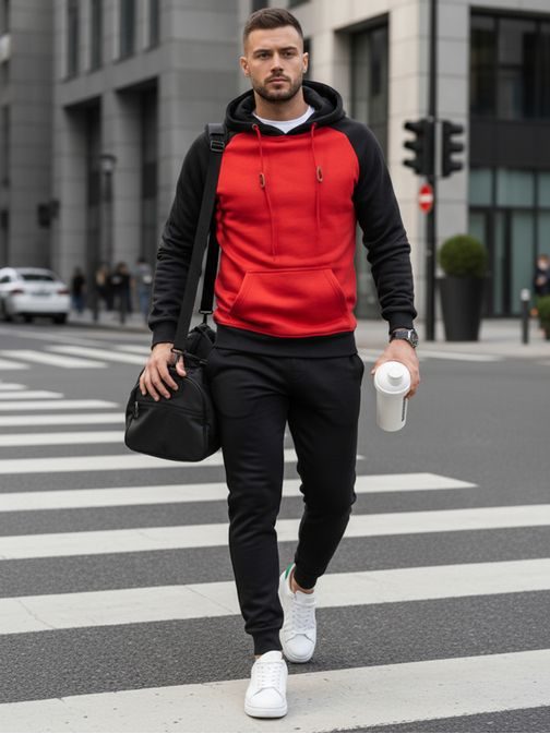 Rdeč pulover z raglan rokavi