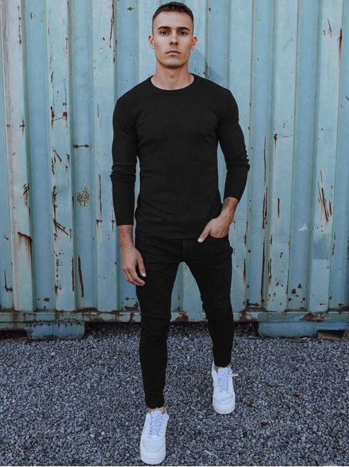 Črn klasičen moški pulover