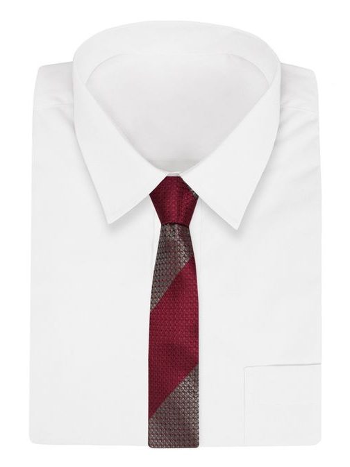 Bordo kravata s širokimi sivimi črtami