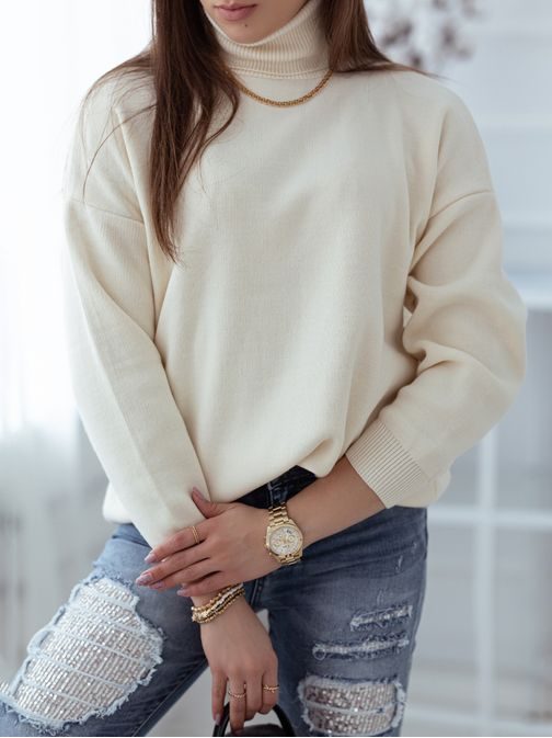 Preprost ecru ženski pulover Galicja