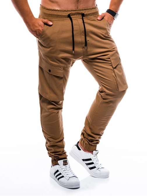 Modne camel moške jogger hlače p707