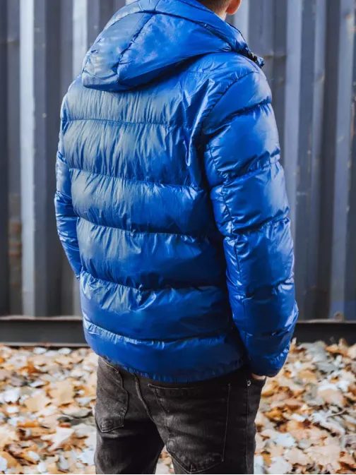 Originalna zimska bunda s kapuco v nebeško modri barvi