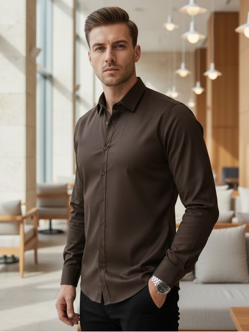Elegantna rjava moška srajca