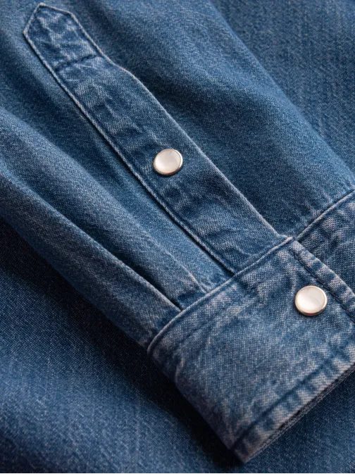 Jeans modra moška srajca V2 SHDS-0115