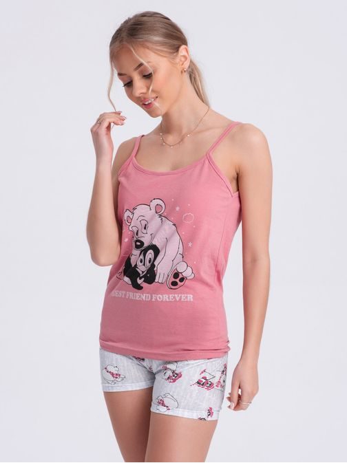 Atraktivna rožnata ženska pižama ULR297