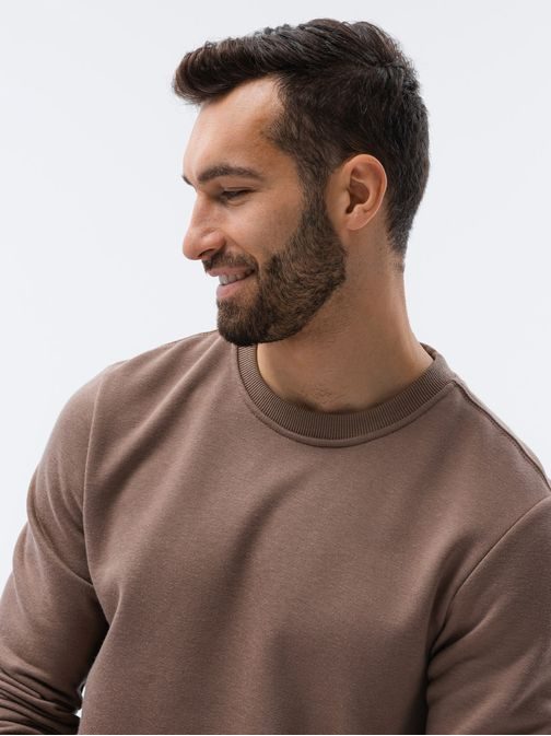 Preprost pulover brez kapuce v barvi kave B978