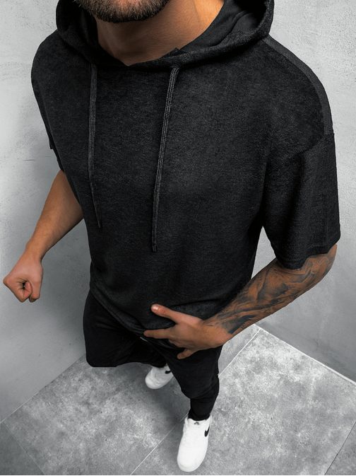 Stilska črna majica s kapuco B/20402019
