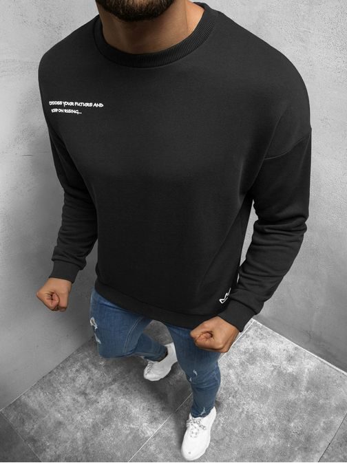 Oversize črn pulover z napisom B/21402022