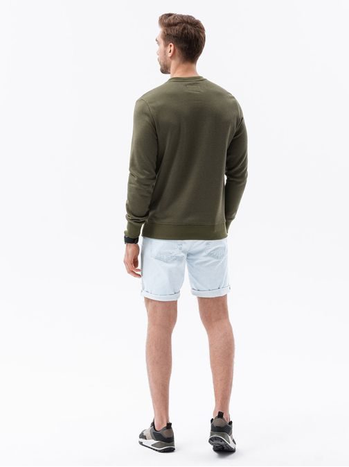 Preprost pulover brez kapuce v olivni barvi B978