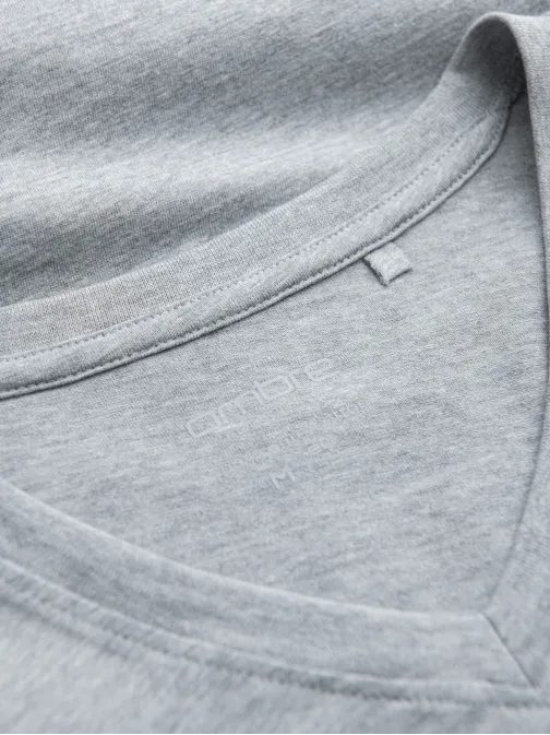 Bombažna siva majica z V-izrezom V16 TSBS-0145