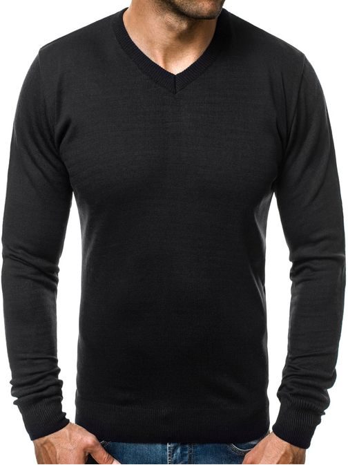 Udoben moški pulover črn O/KV04Z