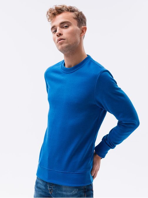 Preprost moder pulover brez kapuce B978