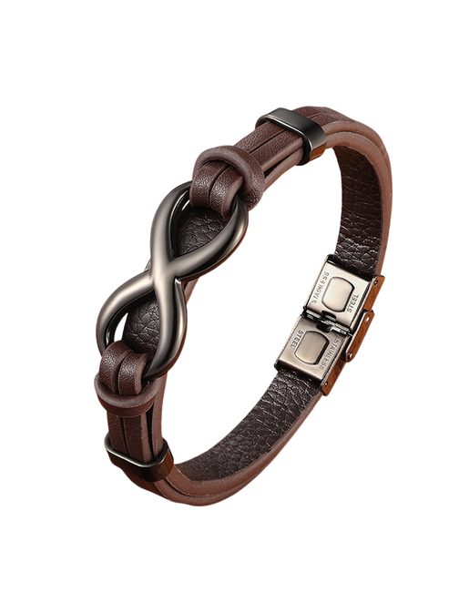 Rjava usnjena zapestnica Infinity