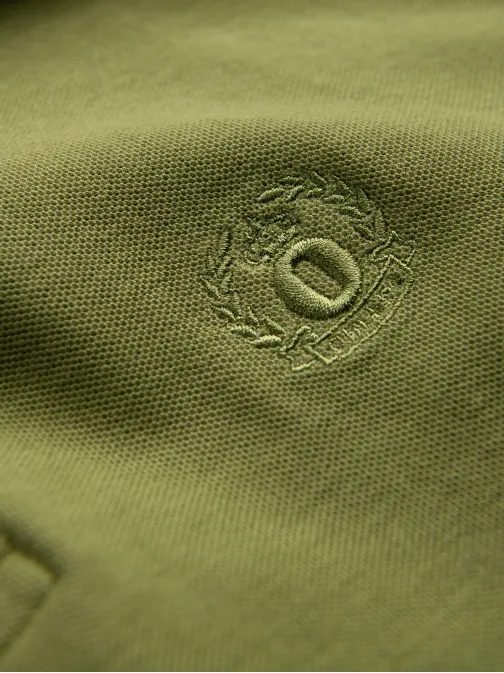 Bombažna enobarvna polo majica za moške olivno zelena v21 om-pobs-0100