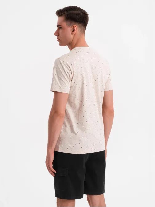 Modna bež moška majica s potiskom V2 TSFP-0186