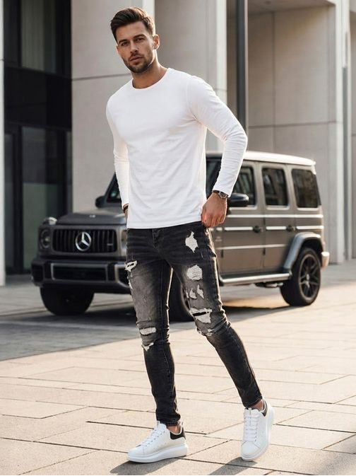 Originalne grafit moške kavbojke edinstvenega dizajna