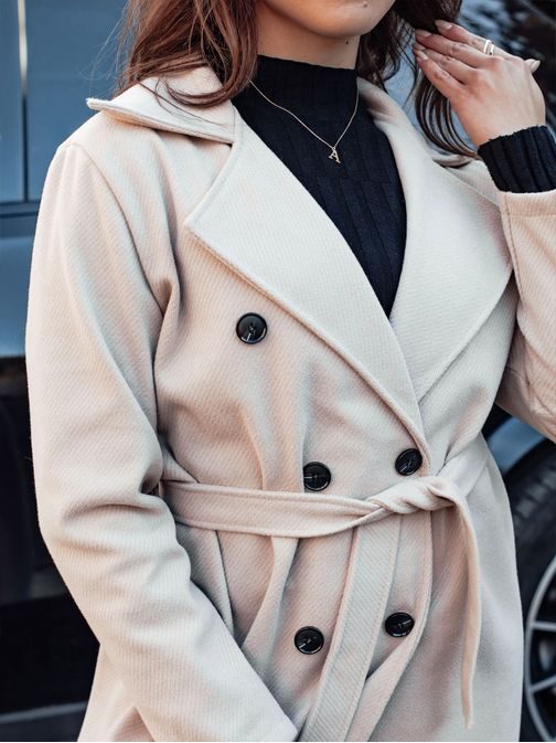 Čudovit ženski bež dolg plašč Cashmely