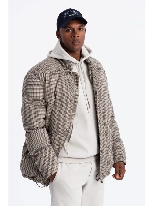 Moderna moška rjava zimska jakna V1 JAHP-0174