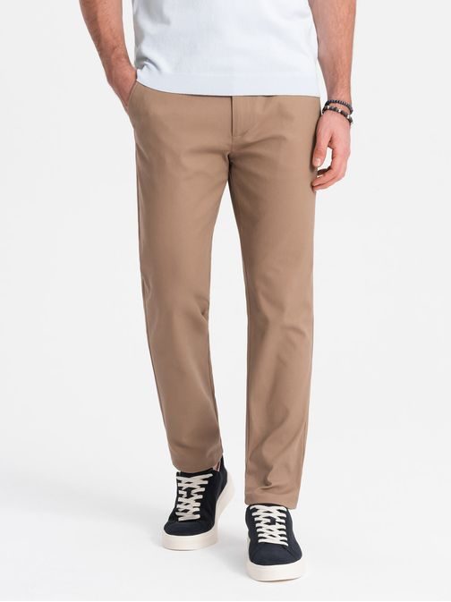 Moške svetlo rjave chinos hlače slim fit V2 PACP-0186