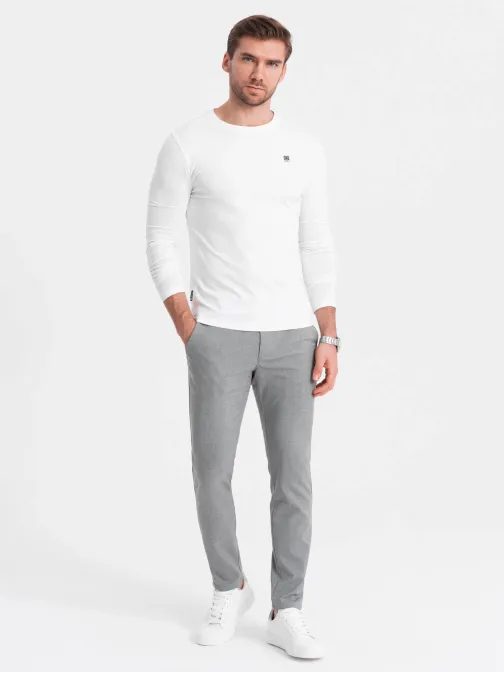 Modna bela majica z dolgimi rokavi in logotipom V1 LSCL-0102