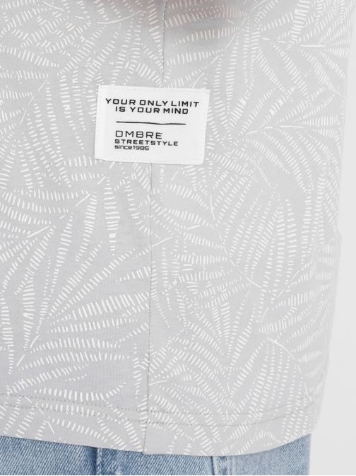 Siva majica s potiskom palminih listov V2 TSFP-0182