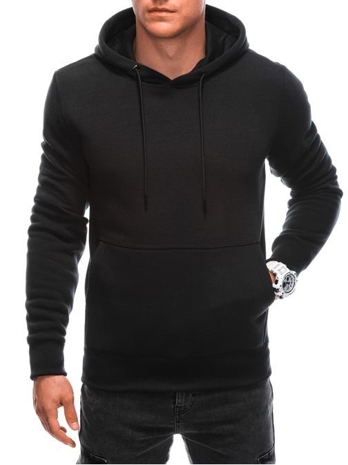 Modni črn pulover s kapuco 22FW-018-V6