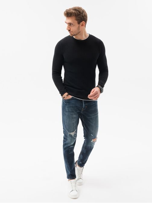 Črn bombažni moški pulover E121
