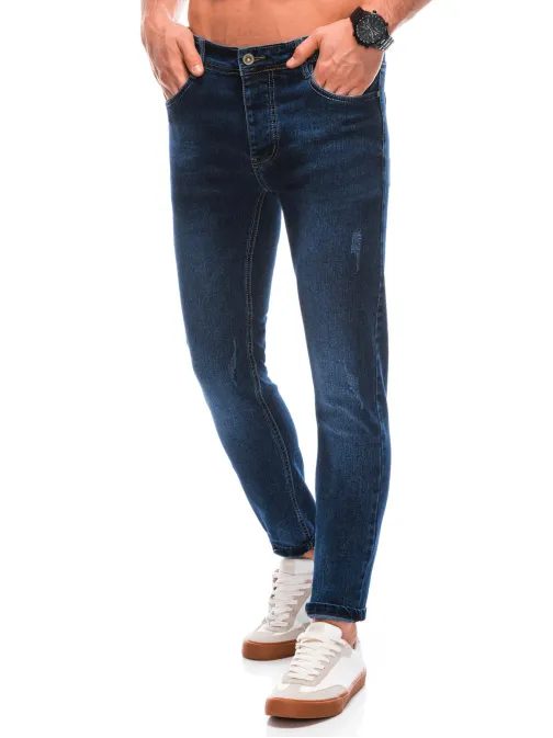 Modne modre kavbojke v preprostem stilu P1427