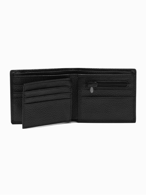 Klasična črna usnjena denarnica A792