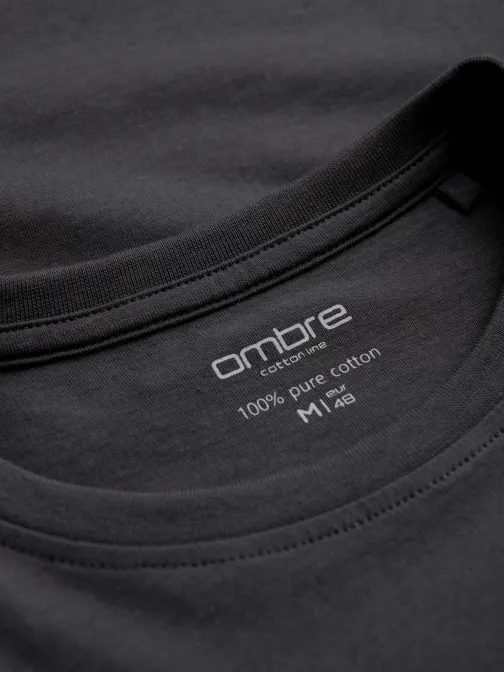 Enostavna bombažna majica z dolgimi rokavi graphite v6 om-lsbl-0106