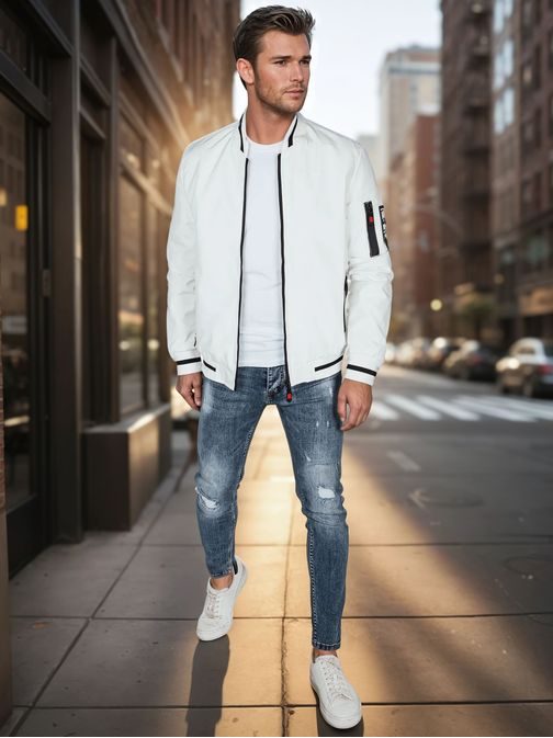 Modna bela bomber jakna