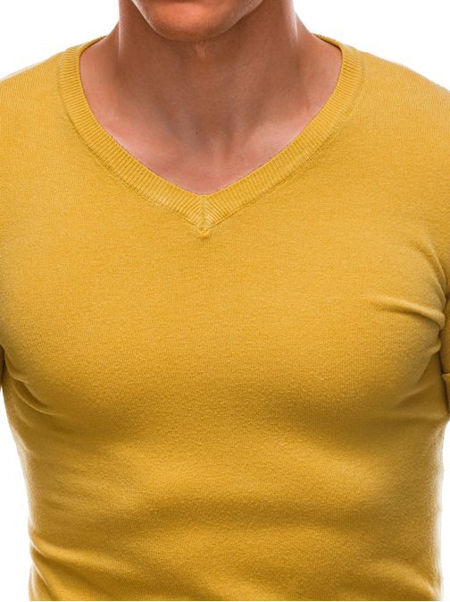 Moški pulover z V-izrezom v gorčični barvi E206