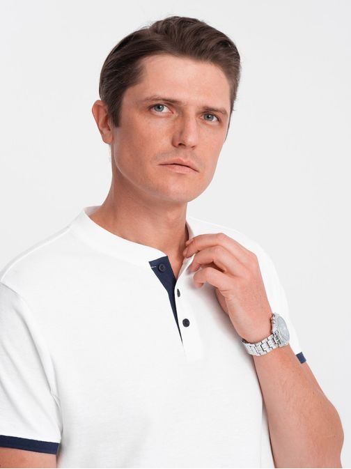 Udobna trendovska bela polo majica V1 TSCT-0156