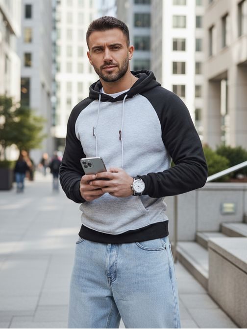 Svetlo siv pulover z raglan rokavi