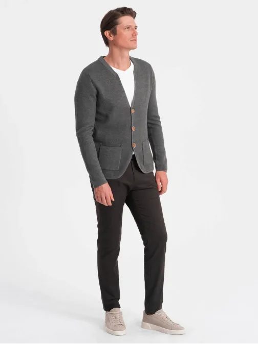 Eleganten grafit meliran kardigan na gumbe V2 SWCD-0109