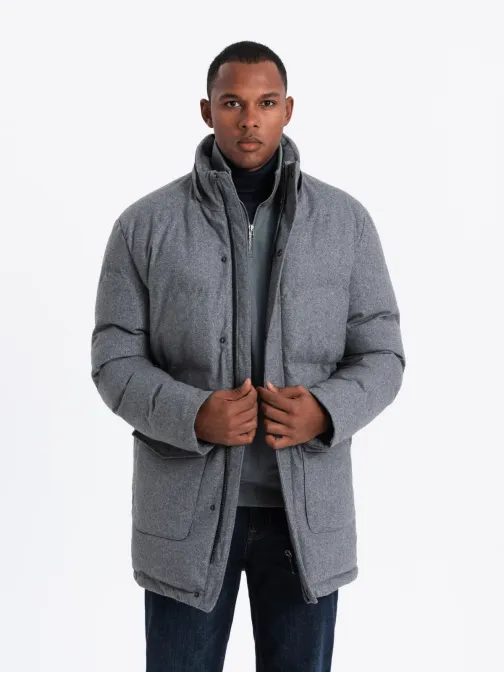 Brezčasna prešita siva moška jakna V1 JALJ-0217