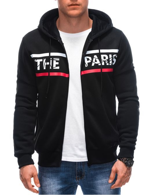 Trendovski črn pulover s kapuco PARIS B1625