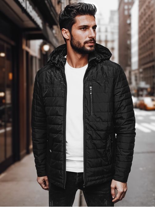 Prehodna brezčasna črna jakna s kapuco