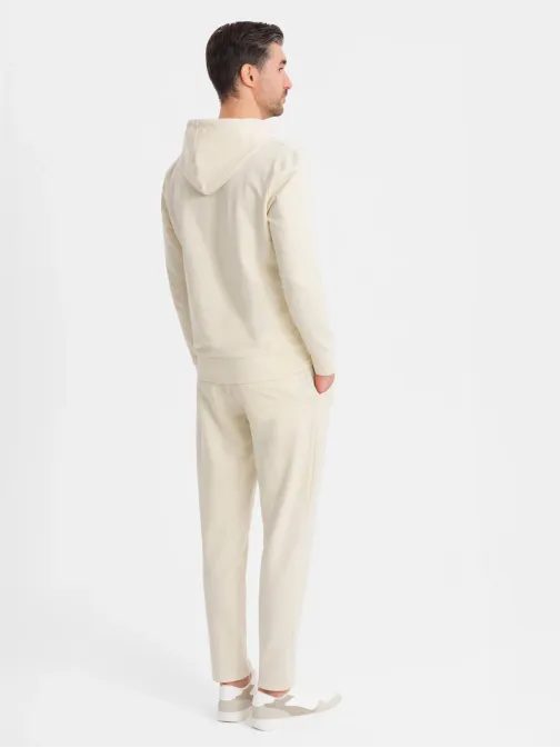 Kremasta moška trenerska obleka (majica in hlače) V2 Z107
