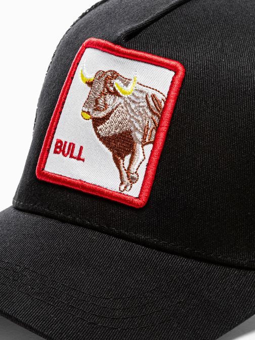 Črna vesela kapa s šiltom Bull H111