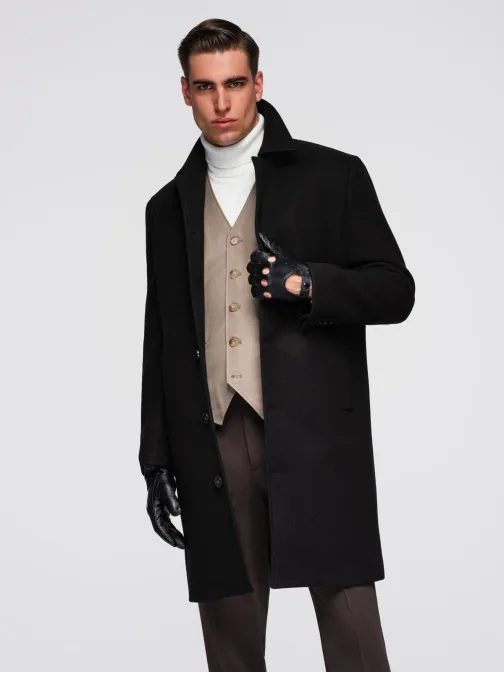 Črn moški zimski plašč om-cowc-0135