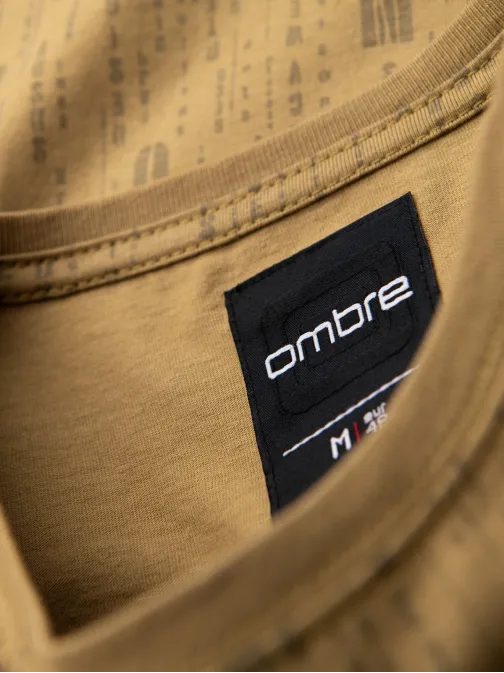 Rjava bombažna majica s črkami V3 TSFP-0225